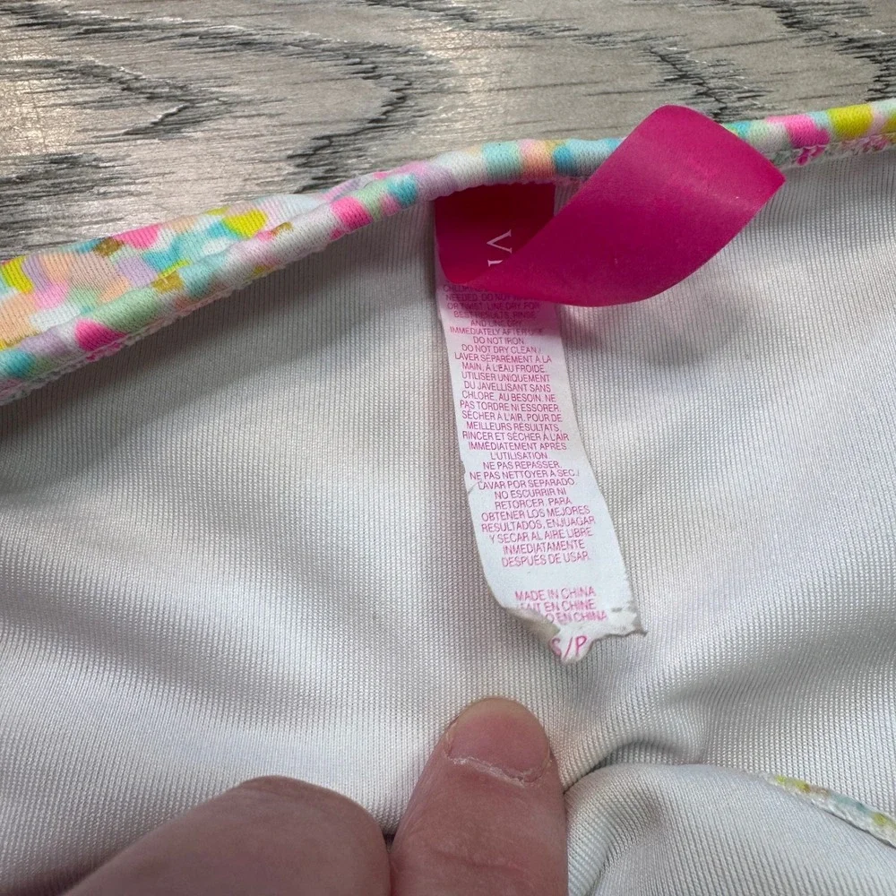 Victoria's Secret‎ Multicolor Confetti Ruched Bikini Bottom Gold Foil Small S